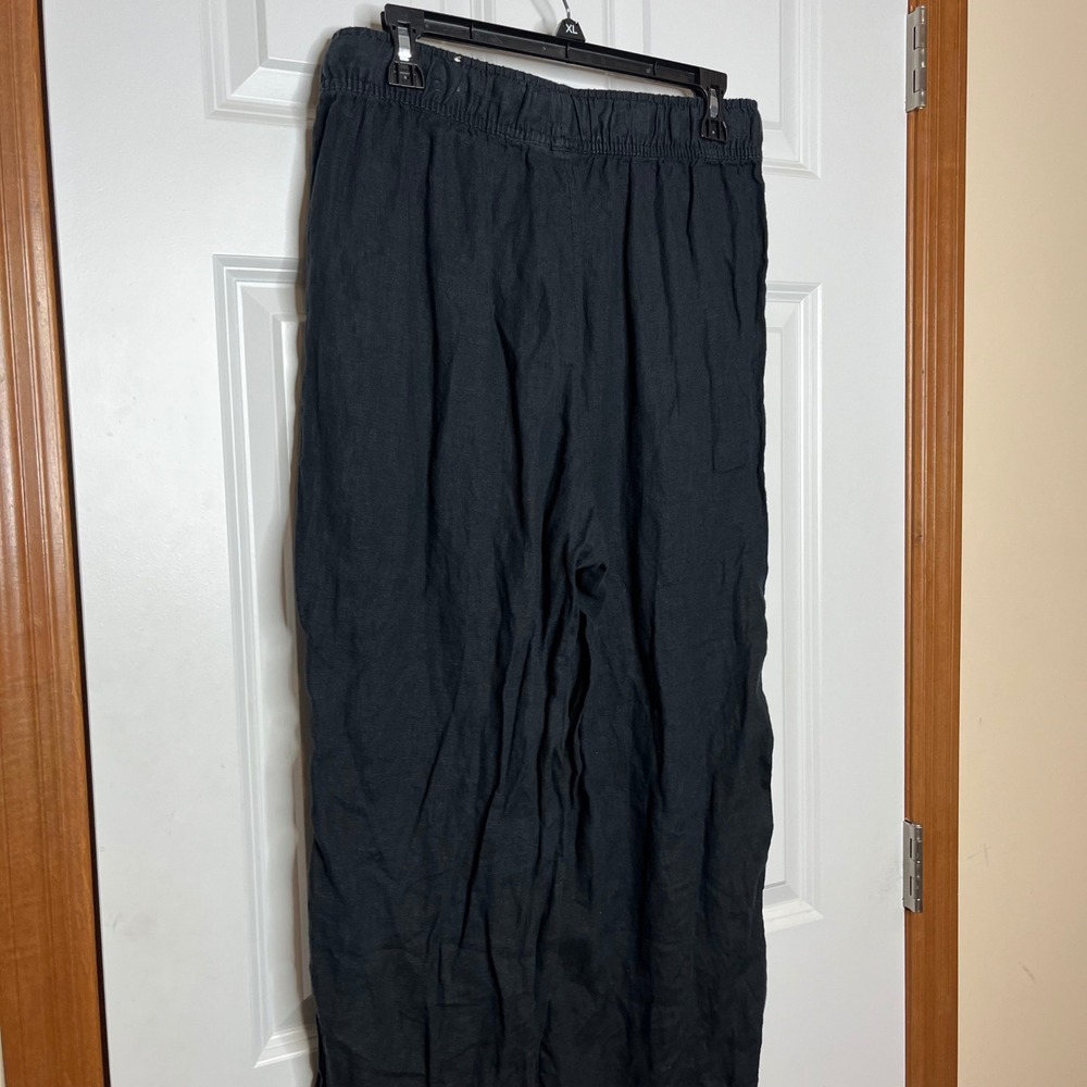 Joie Medium Black 100% Linen Wide Leg Drawstring Pants Womens Pants - Picture 4 of 7